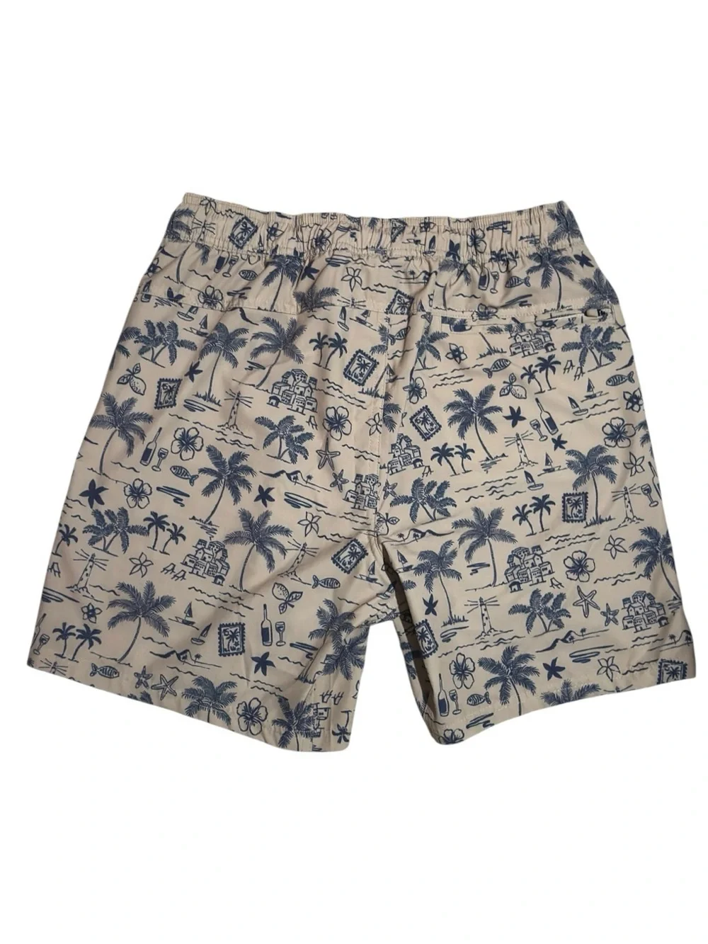 George Men’s Performance-Lined Sesame Seed Coastal Swim Trunk Shorts EUC